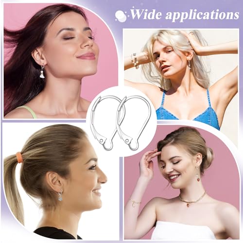 20 Pcs Leverback Earring Hooks, Stainless Steel Clasp Hoop, Hypoallergenic Dangles Earring Hooks, French Ear Wire Findings for Women, DIY Crafts, Jewelry Making (Silver) - color: Silver 20pcs