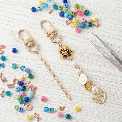 Hzopcw 20pcs Gold Keychain Making Kit, Key Ring Swivel Snap Hook Chains, Extender Keychain Bag Charm Kits for DIY Crafts Jewelry Making Handbag Purses- E1 Style - color: Gold-20pcs-E1 Style