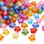 Craftdady 200pcs Transparent Random Mixed Colors Acrylic Star Spacer Beads 12x11mm Round Bead Inside Plastic Loose Charms with 2mm Hole for DIY Jewelry Making - color: Acrylic Star Round Bead in Bead