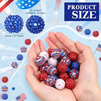 40 Pcs 20 mm Rhinestone Beads Bulk Crystal Round Disco Ball Chunky Bubblegum Beads for Pens Bracelets Charms Craft European Style Jewelry Making Supplies Christmas (4th of July Color) - color: 4th of July Color