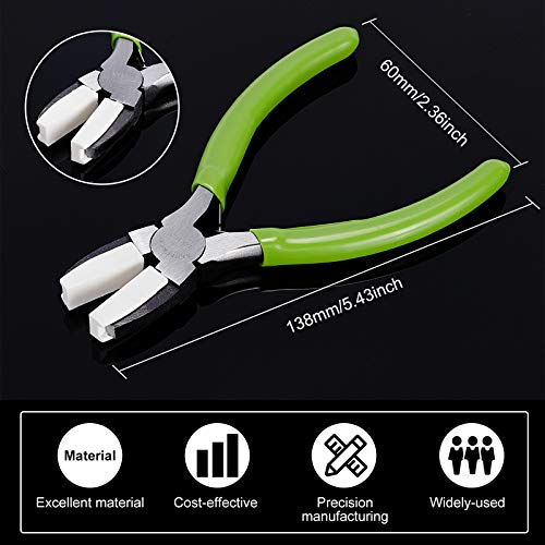 BENECREAT Double Nylon Jaw Pliers Flat Nose Pliers with Adhesive Jaws for DIY Jewelry Making Hobby Projects, Green - color: Green