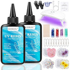 KISREL UV Resin Jewelry Making Kit, 200g Crystal Clear Resin with Light and Molds, DIY Jewelry Making Kit, Resina Starter Kit for Keychain and Earring - size: 200g