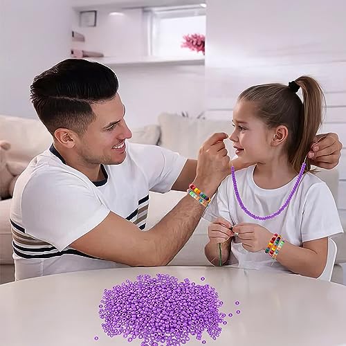 QPIXVB Pony Beads, 1100pcs, Plastic, Small, Barrel Shaped, Purple, for Jewelry Making, Hair Braids, Crafts - color: purple beads