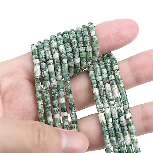 BEADIA Natural African Jade Spacer Beads Caps Flat Round Loose Beads for Beading Jewelry Making 3mmx2mm 38cm - color: African Jade, size: Flat Round 3mm x 2mm