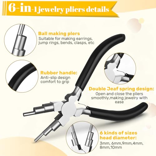 Mudder 2 Pieces Jewelry Making Tool Bail Making Pliers 6 in 1 Jewelry Wire Bending Pliers for Beading Looping Shaping Wire DIY Crafts (Black) - color: Black