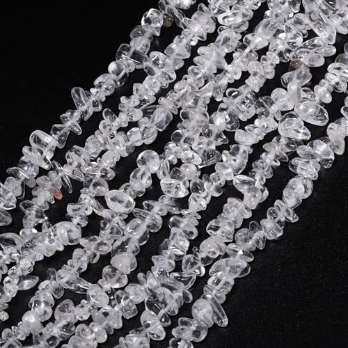 30in Clear Quartz Natural Chip Stone Beads 5-8mm About 230pcs, Irregular Drilled White Bead for Bracelets Jewelry Making Supplies for Adults, DIY Crafts. - color: Clear Quartz