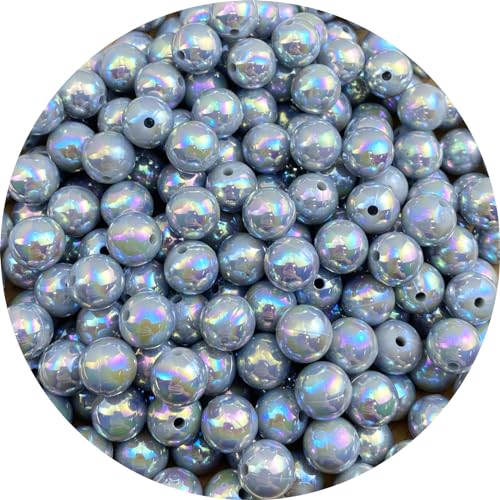 400pcs 8mm Pearl Beads AB Colorful Glossy Plastic Loose Spacer Crafts Beads for Jewelry Making Earring Bracelet Necklace Home Decoration (Light Gray AB) - color: Light Gray AB, size: 8mm