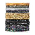 16-30Pcs Handmade Bohemian Colorful Crystal Seed Beads Stackable Adjustable Elastic Stretch Multilayerd Bracelets for Women Summer Vacation Beach Boho Bangle Jewelry - color: black