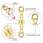 Magnetic Necklace Clasps and Closures 14K Gold Plated 925 Sterling Silver Double Lobster Clasp Magnetic Jewelry Clasps for Necklaces Bracelet - color: C-14K Gold