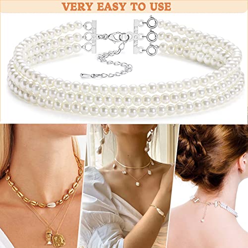 Dailyacc Lucky Necklace Layering Clasp 18K Gold and Silver Multi Strand Clasps for Stackable Necklaces - color: 1Pcs Silver Triple Claps