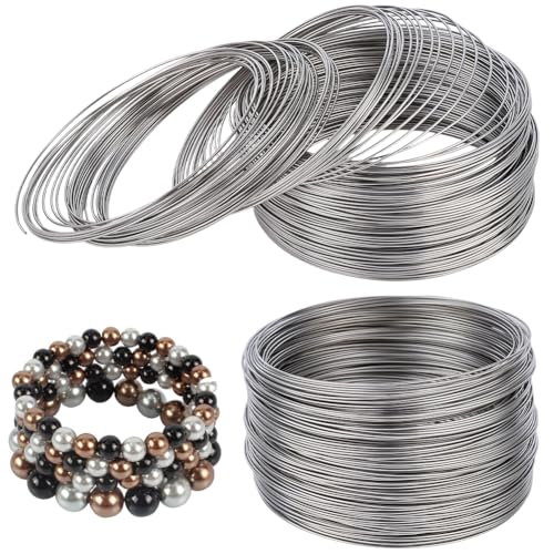 CREATCABIN 200 Loops Jewelry Memory Wire Stainless Steel Bracelet Wire Metal Silver Wrapping Beadable Round Circle 6.5cm/2.56 Inch Memory Loops Rings for Beading Bracelet Jewelry DIY Making Projects