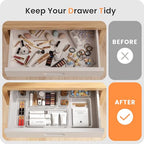 【Military Grade】A-LuGei Drawer Organizer,【𝟱𝗦𝗶𝘇𝗲】Makeup organizer,【Holds 177 Items】Bathroom Organizers and Storage,Organization and Storage,Desk Drawer Organizer for Vanity【Clear】