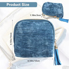 Xinjoduz Travel Jewelry Case Organizer 4.7 Inch Polyester Zipper Pouch Soft Jewelry Bag for Rings Earrings Necklaces Lightweight Portable Light Blue (Light Blue)