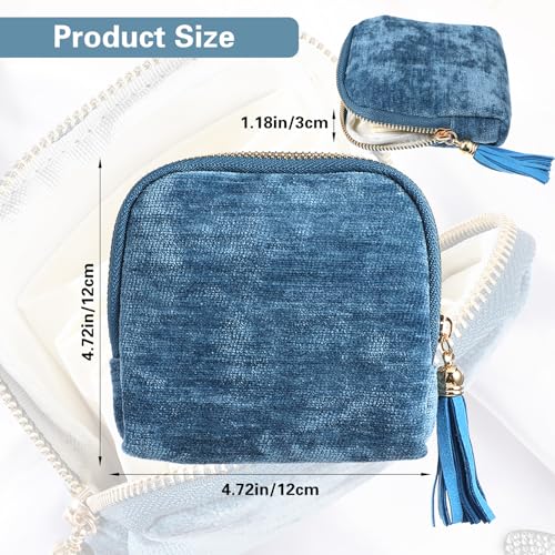 Xinjoduz Travel Jewelry Case Organizer 4.7 Inch Polyester Zipper Pouch Soft Jewelry Bag for Rings Earrings Necklaces Lightweight Portable Light Blue (Light Blue)