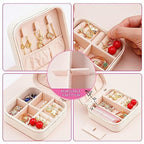 Neveika Portable Travel Mini Jewelry Box Leather Jewellery Ring Organizer Case Storage Gift Box Girls Women (4pcs White). - color: White