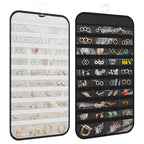 1 Pack Hanging Jewelry Organizer 80-Pocket Dual-sided Jewelry Storage for Earring Necklace Bracelet Ring Travel Holder, Black and White - color: Black and White