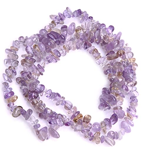 GEM-Inside Ametrine Chips Natural 7-8MM Gemstone for Bracelet Necklace Jewelry Making Crafts Design Wholesale Loose Beads 34" - color: Ametrine