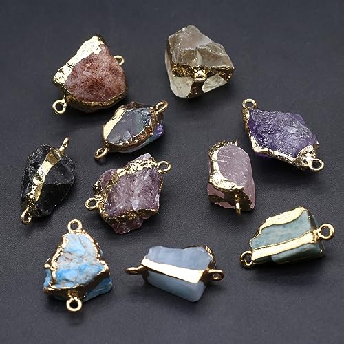 8pcs Natural Stone Pendant Irregular Shape Healing Crystals Stone Charms For Jewelry Making DIY Necklaces