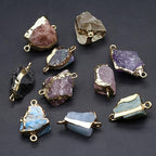 8pcs Natural Stone Pendant Irregular Shape Healing Crystals Stone Charms For Jewelry Making DIY Necklaces