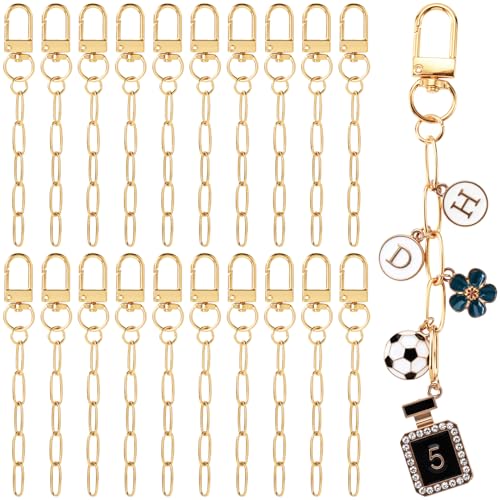 Hzopcw 20pcs Gold Keychain Making Kit, Key Ring Swivel Snap Hook Chains, Extender Keychain Bag Charm Kits for DIY Crafts Jewelry Making Handbag Purses- B Style - color: Gold-20pcs-B Style