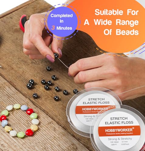 Hobbyworker Elastic Stretch Bracelet String Cord for Jewelry Making and Bracelet Making White