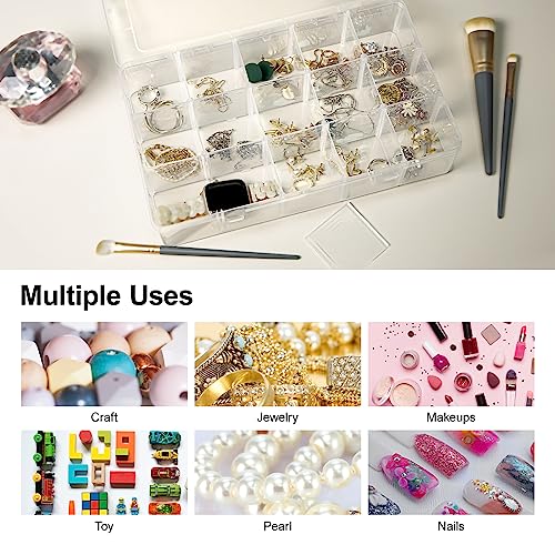 Gospire 2PCS 15 Large Grids Clear Plastic Jewelry Box Organizer Storage Container with Removable Dividers - color: Clear-15 Grids*2