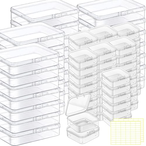 Bead Storage Box,84pcs Transparent Plastic Storage Containers Different Sizes, Crayon Box, Small Item Management Box And Labels,DIY Jewelry Craft Nails, Bracelets, Jewelry, Diamonds, Pens,4.9x2.56x1 - color: 4.9x2.56x1
