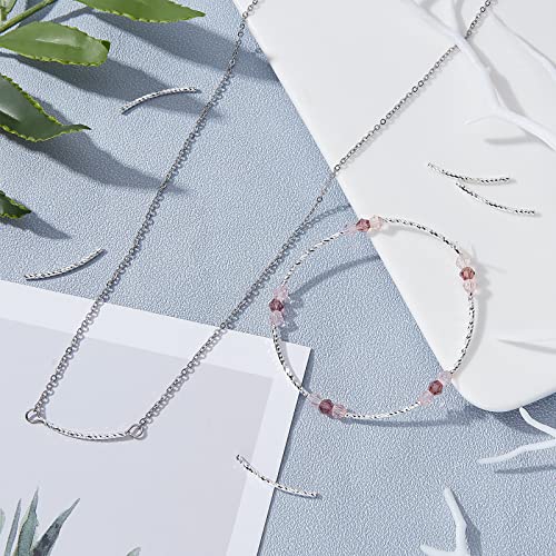 CREATCABIN 40Pcs Curved Tube Beads 925 Sterling Silver Plated Brass Sleek Noodle Bead Long Large Hole Spacer Connectors Bulk for DIY Jewelry Making Bracelets Necklaces Findings - color: Silver