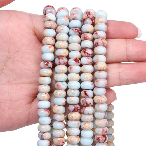 Songxi 5x8mm Natural Blue Shoushan Stone Rondelle Beads, 75PCS Spacer Round Loose Abacus Beads for Jewelry Making, Gemstone for Bracelet Necklace Earrings, Arts and Crafts - color: Blue Shoushan Stone