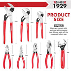 ARROW 8PCS Pliers & Wrench Set, 6" Needle Nose Pliers, 6" Diagonal, 7" Linesman, 8" Slip Joint, 8" & 10" & 12" Groove Joint and CRV 8" Adjustable Wrench, Portable Rolling Bag With Handle