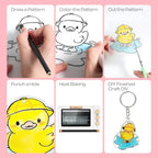Auihiay 125PCS Shrink Dink Sheets Keychains Kit, 12PCS Shrinky Papers with Keychains and Open Jump Rings for DIY Shrinky Art Keychain Making, Halloween & Christmas Craft Decor - size: 125PCS