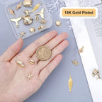 SUNNYCLUE 1 Box 10 Styles Real 18K Gold Plated Ocean Theme Charms Sea Animal Charms Shell Starfish Dolphin Fish Tortoise Dangles Bulk for DIY Earring Necklace Bracelet Jewelry Making - color: 18k Gold Plated 20pcs Charms