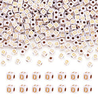 FASHEWELRY 500Pcs White Golden Letter Beads 4.5mm Square Alphabet Beads Acrylic Cube Letter D Beads for Friendship Bracelet Necklace Keychains Jewelry Making - color: Letter D