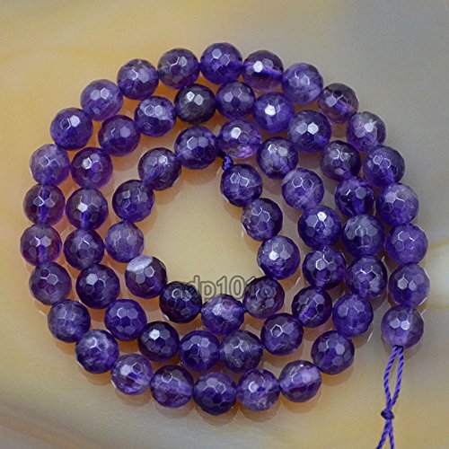 AD Beads Natural Gemstones Faceted Round Spacer Loose Beads 15.5'' 4mm to 10mm (6mm, Faceted Amethyst) - color: Faceted Amethyst, size: 6mm