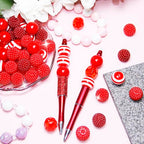 48 Pcs 20mm Beads for Pens Bubblegum Beads Red Crystal Acrylic Round Chunky Beads Sparkly Large Balls Beads for Pen Beadable Keychain Bracelet Necklace DIY Jewelry Making Supplies - color: Red Color