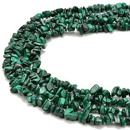 PLTbeads 5-8mm Natral Healing Gemstone Waist Bracelets Necklace Kit Irregular Stone DIY Crafts Design Jewelry Making 1 Strand per Bag Approxi 34 inch (Malachite Chips) - color: Malachite Chips