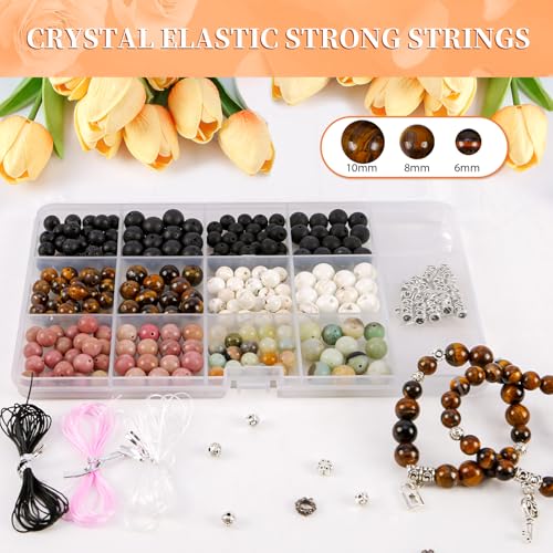 Tunmiok Natural Beads for Bracelets for Jewelry Bracelet Making kit for Adults with Spacer Beads & Bracelet Charms and Natural Stone for Jewelry Making & DIY Bracelet, Necklace, Earring Set Supplies
