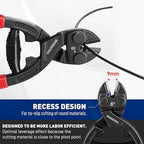 WORKPRO 8-inch Mini Bolt Cutter with Recess and Spring, Compact Bolt Cutters with Comfortable Soft Grip, Security Lock,CR-V Steel Blade for Wire, Cables, Chains, Small Screws