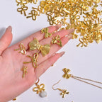 stino 100 Gram Metal Charms for Jewelry Making, Silver & Gold Plated, Bulk Pack for Bracelets, Necklaces, Crafts - color: Bow (Gold Plated 200gram)