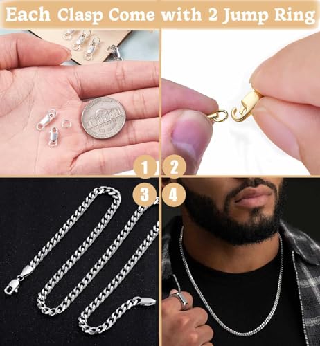 Dailyacc 925 Sterling Silver Lobster Clasp with Closed Jump Rings Gold Necklace Clasps and Closures for Jewelry Bracelet Extender,Made in Italy - color: 6pcs Silver, size: 0.47IN/12MM