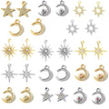 stino 48/56 Pieces Jewelry Celestial Charms Set, Silver & Gold Plated Moon Star Sun Pendants, DIY Jewelry Making Accessories - style: Rhinestone