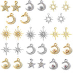 stino 48/56 Pieces Jewelry Celestial Charms Set, Silver & Gold Plated Moon Star Sun Pendants, DIY Jewelry Making Accessories - style: Rhinestone