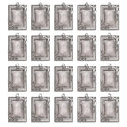 20Pcs Pendant Trays,Bezel Pendant Trays Blanks with Glass Cabochons for Pendants Making and DIY Jewelry Making(18×25mm)