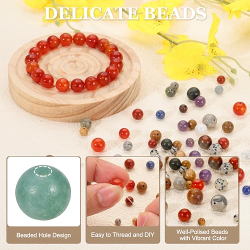 PATIKIL 4mm Indian Agate Beads, 200 Pcs Round Natural Gemstone Beads Smooth Stone Beads Turquoise Genuine Stone Beads for Bracelet Necklace Jewelry Making DIY - color: Indian Agate, size: 4mm