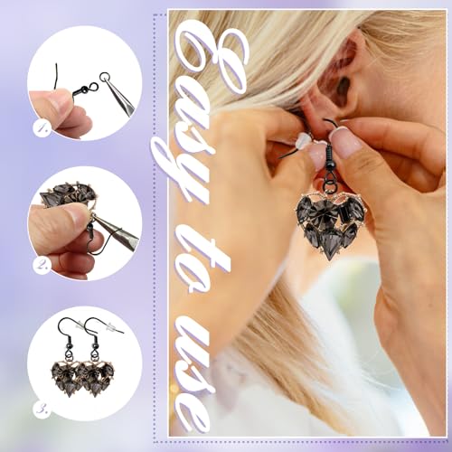 TOAOB 300pcs Earring Hooks Kits Black French Ear Wires with Ball and Coil 18mm Fish Hook Earring Making Supplies with Jump Rings and Clear Silicone Ear Backs for DIY Jewelry Findings - color: Black