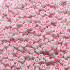 Acrylic Letter Beads Alphabet Pink Letter White Cube Beads for Friendship Bracelets and Gifts Souvenir Jewelry Making Vanlentine‘ Day Gifts(7 * 4mm Round,1000pcs) - color: Pink White(Round)