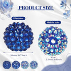 40 Pcs 20 mm Rhinestone Beads Bulk Crystal Round Disco Ball Chunky Bubblegum Beads for Pens Bracelets Charms Craft European Style Jewelry Making Supplies Christmas(Dark Blue) - color: Dark Blue