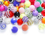 Exway 100 Pcs 20mm Beads for Pens Rhinestone Bubblegum Beads Mixed Crystal Acrylic Round Chunky Bead Sparkly Craft Large Balls Bead for Pen Beadable Keychain Bracelet DIY Jewelry Making Supplies - color: Colourful