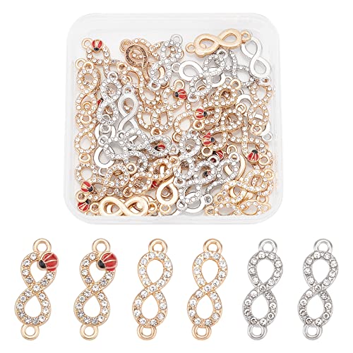 SUPERFINDINGS 48Pcs 3 Style Alloy Rhinestone Links Connectors Metal Infinity Pendants Connectors Infinity Symbol Connexter Link for DIY Jewelry Making