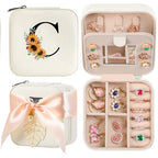 AYGXU Travel Jewelry Box for Women and Girls - Small Case With Initial A-Z - Teacher Gifts - color: white, size: C